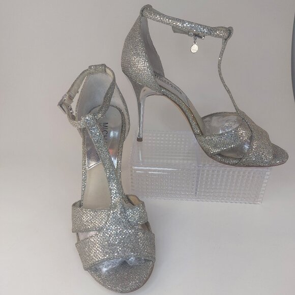 MICHAEL Michael Kors Strappy Silver Heels Size US 5.5 - Picture 1 of 14